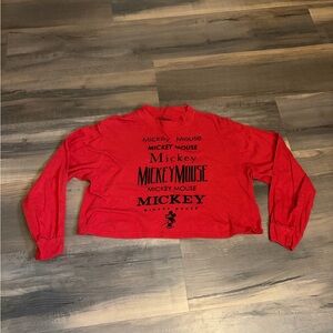 Womens Disney Red Mickey Mouse Crop Long Sleeve Top Size XL